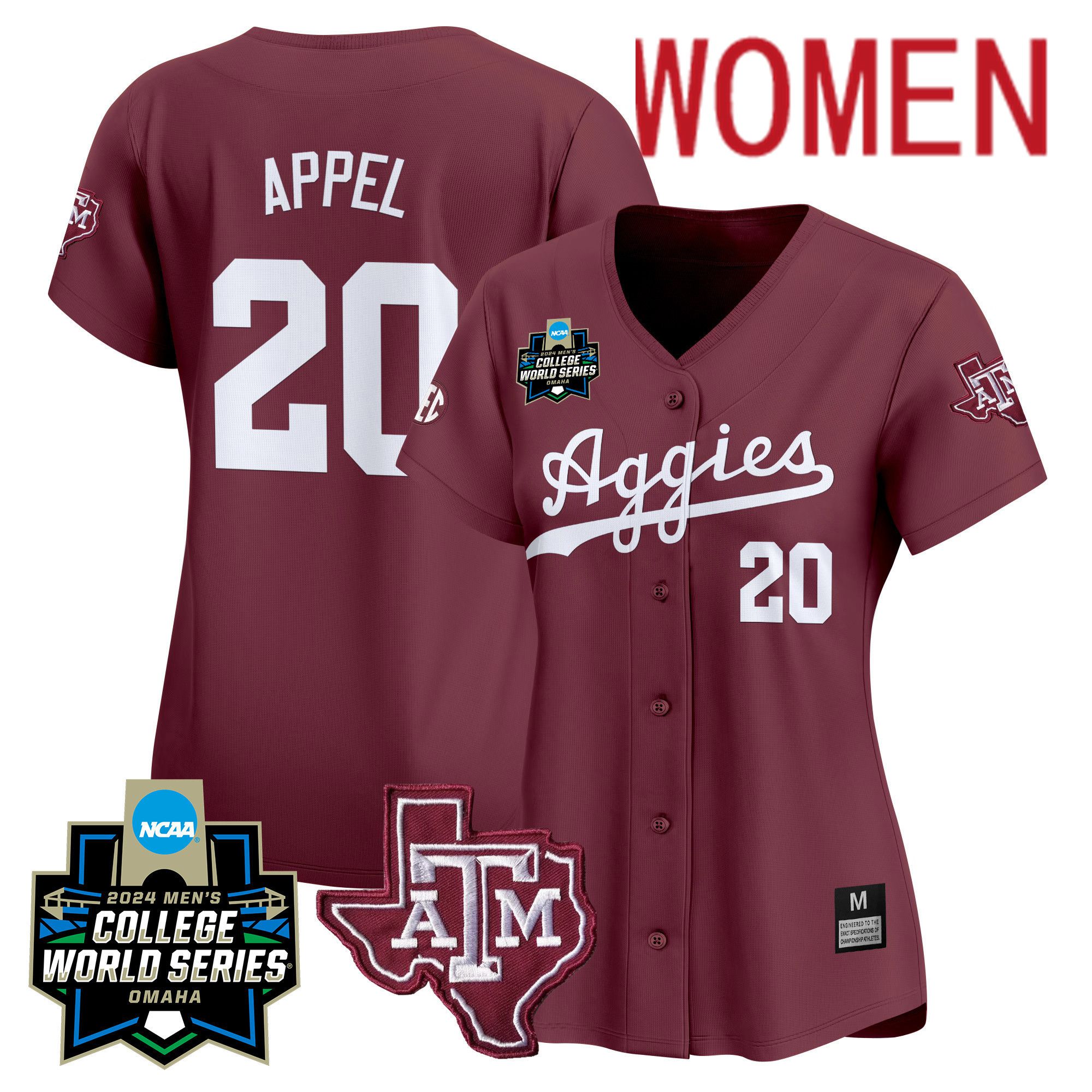 Women Texas A&M Aggies #20 Appel Red 2024 College World Series Vapor Premier Limited NCAA Jersey->customized nfl jersey->Custom Jersey